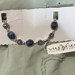 Villager Silver Bracelet with Deep Blue Accents